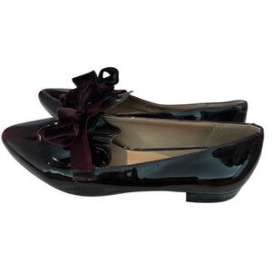 Vince Camuto Burgundy Patent Loafers with Velvet Bow
